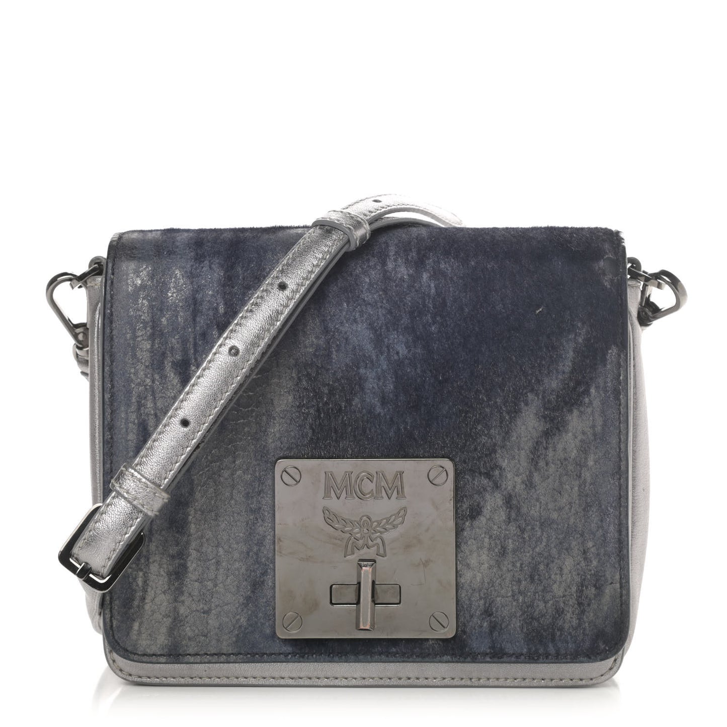 Metallic Calfskin Crossbody Bag Silver