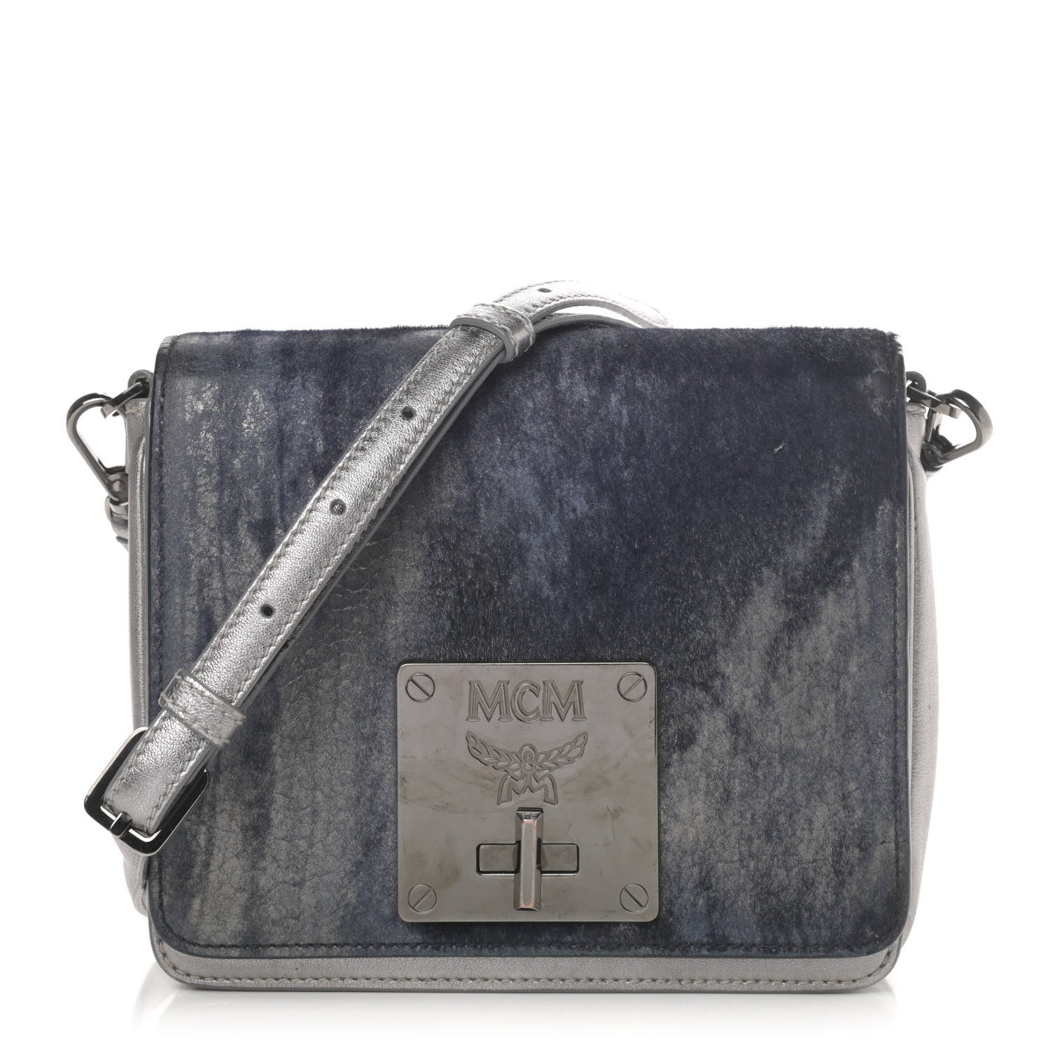 MCM Metallic Calfskin Crossbody Bag Silver 1 of 6