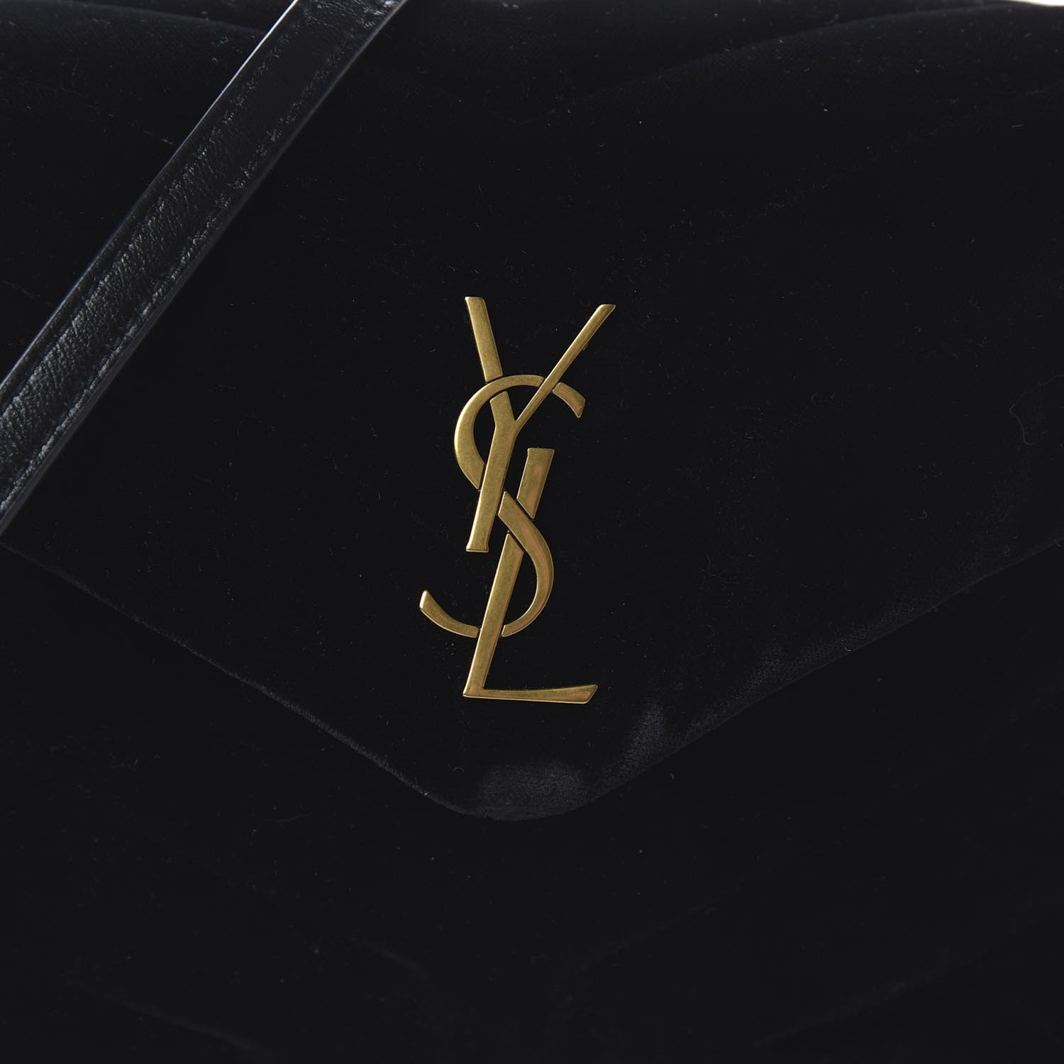 Saint Laurent Velvet Y Quilted Monogram Toy Loulou Chain Satchel French Black 9 of 11