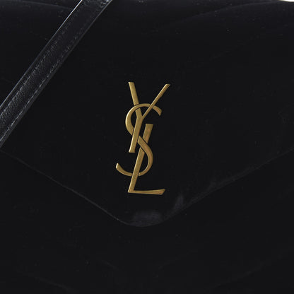 Saint Laurent Velvet Y Quilted Monogram Toy Loulou Chain Satchel French Black 9 of 11