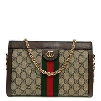 Gucci GG Supreme Monogram Web Small Ophidia Chain Shoulder Bag Brown 1 of 11