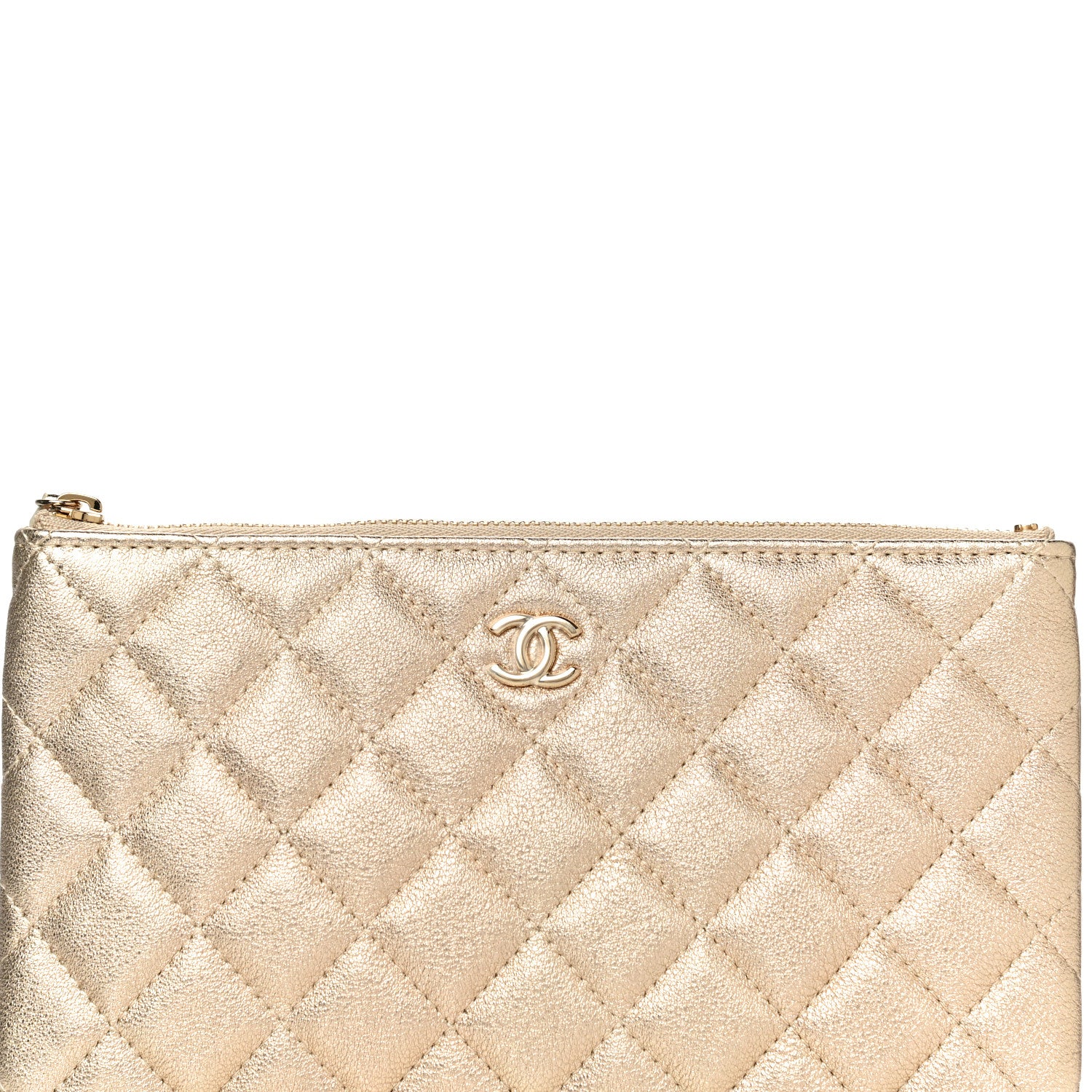 Chanel Metallic Lambskin Quilted Cosmetic Case Gold 8 of 11