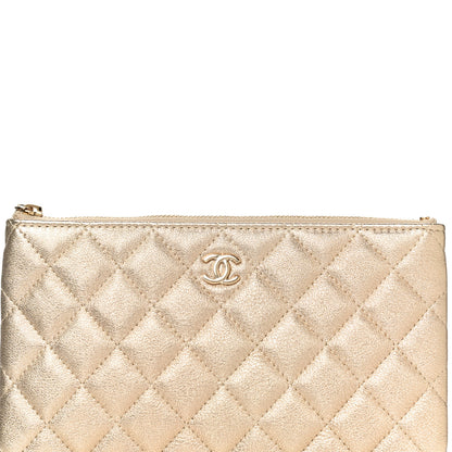 Chanel Metallic Lambskin Quilted Cosmetic Case Gold 8 of 11