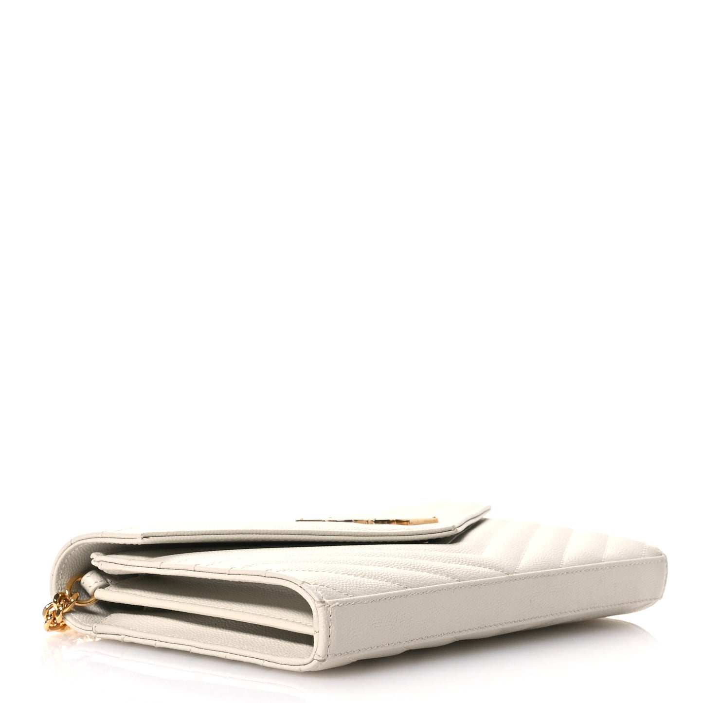 Grain De Poudre Matelasse Chevron Monogram Chain Wallet Crema Soft