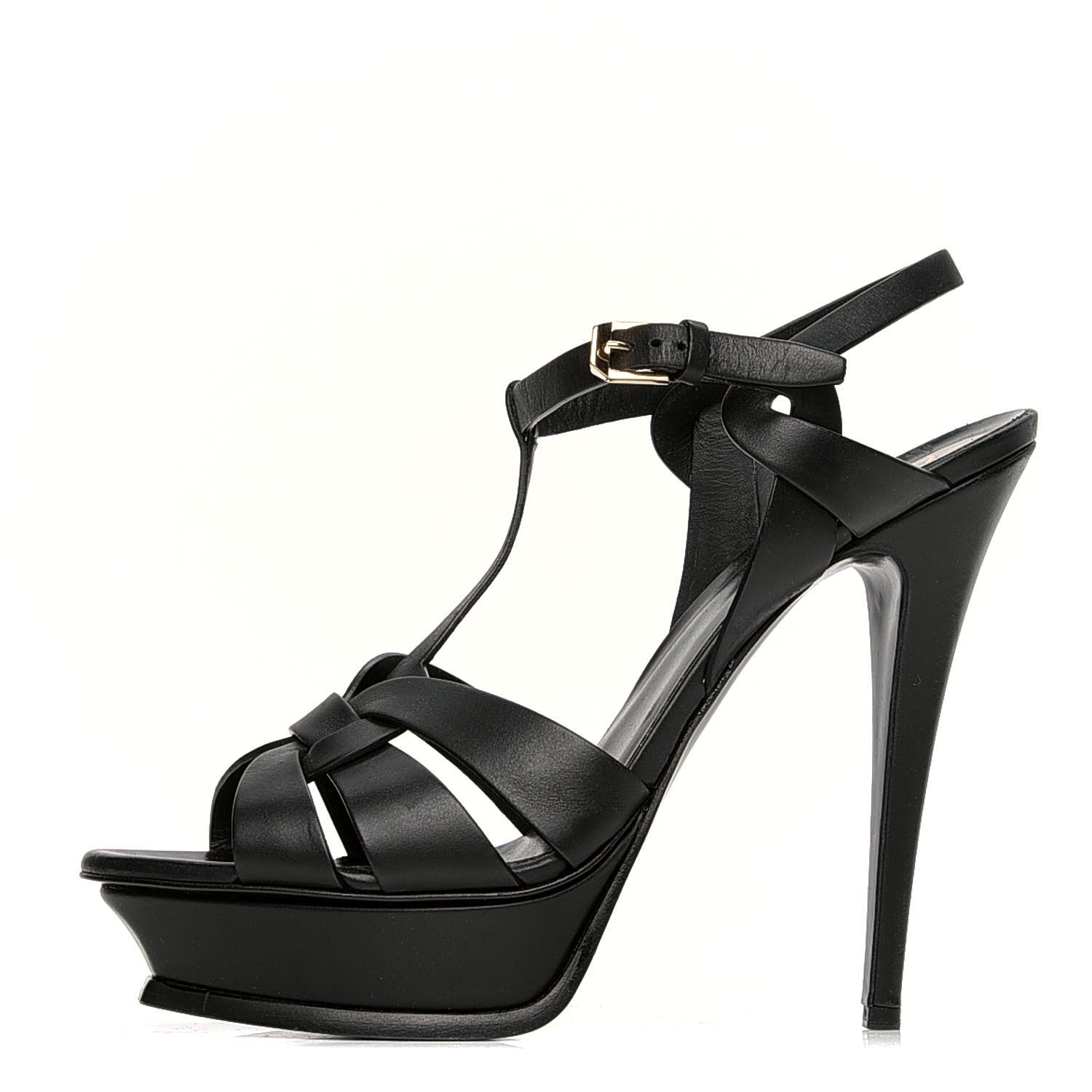 Saint Laurent Calfskin Tribute 105 Platform Sandals 42 Black 1 of 12