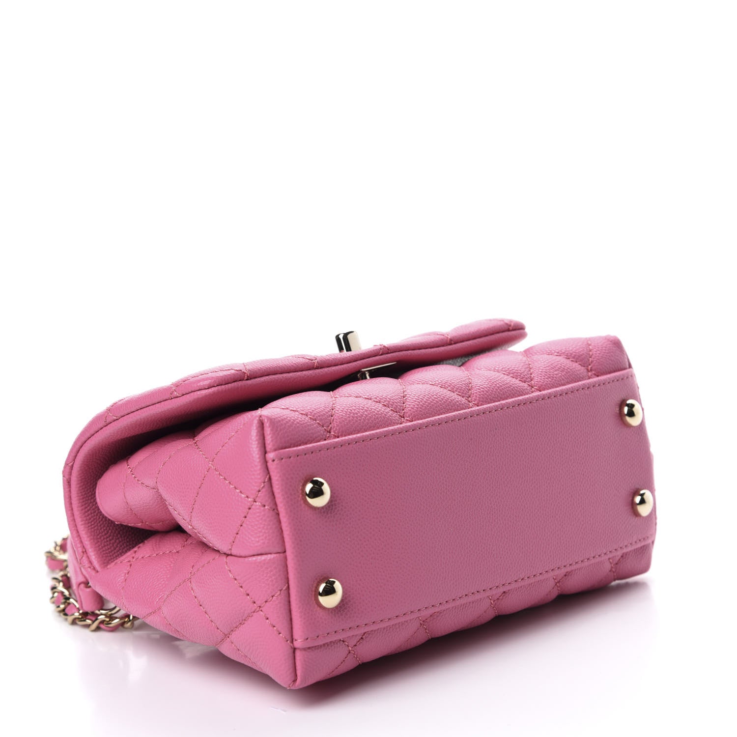 Chanel Caviar Quilted Lizard Embossed Extra Mini Coco Handle Flap Pink 4 of 10