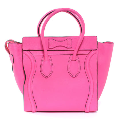Celine Drummed Leather Micro Luggage Fluo Pink 3 of 7