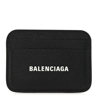 Balenciaga Grained Calfskin Logo Cash Rounded Card Holder Black White 1 of 9