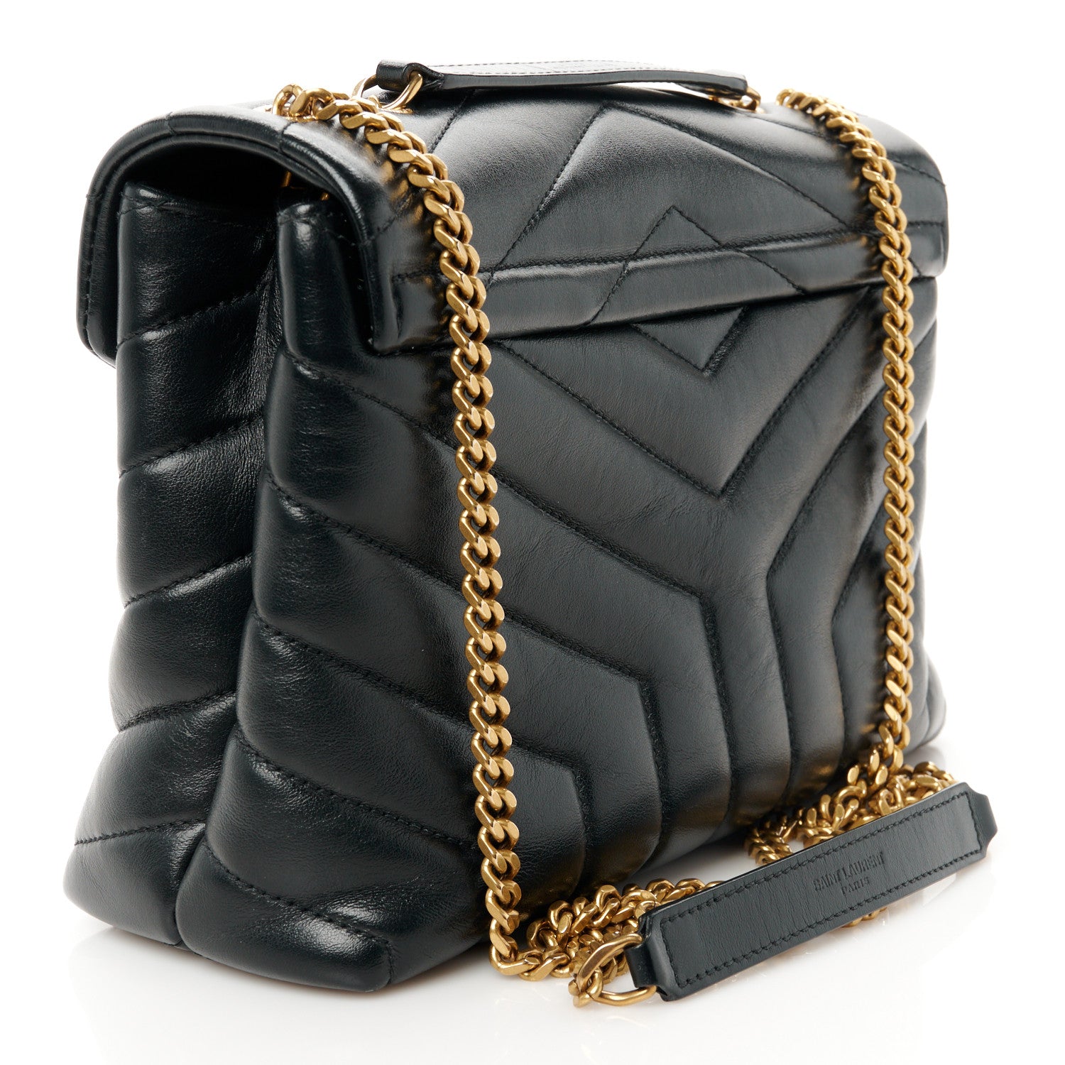 Saint Laurent Calfskin Y Quilted Monogram Small Loulou Chain Satchel Black 3 of 11