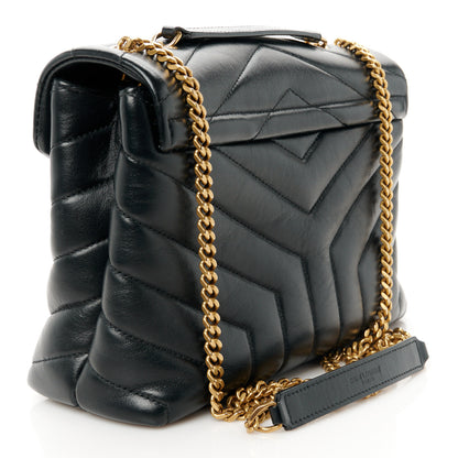 Saint Laurent Calfskin Y Quilted Monogram Small Loulou Chain Satchel Black 3 of 11