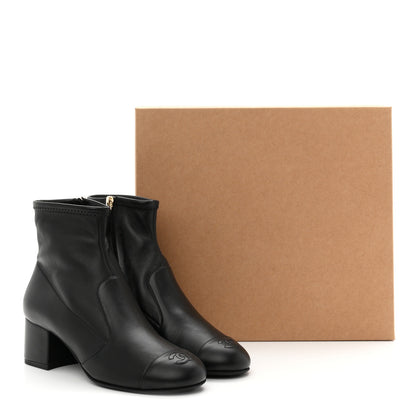 Chanel Lambskin Ankle Boots 38 Black 10 of 10