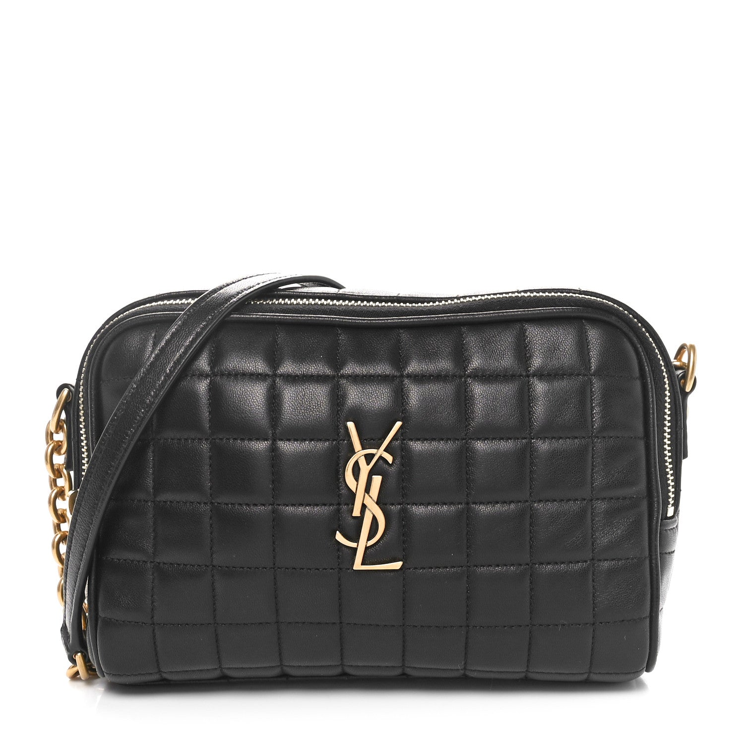 Saint Laurent Lambskin Carre Quilted Cassandre Mini Camera Bag Black 1 of 11
