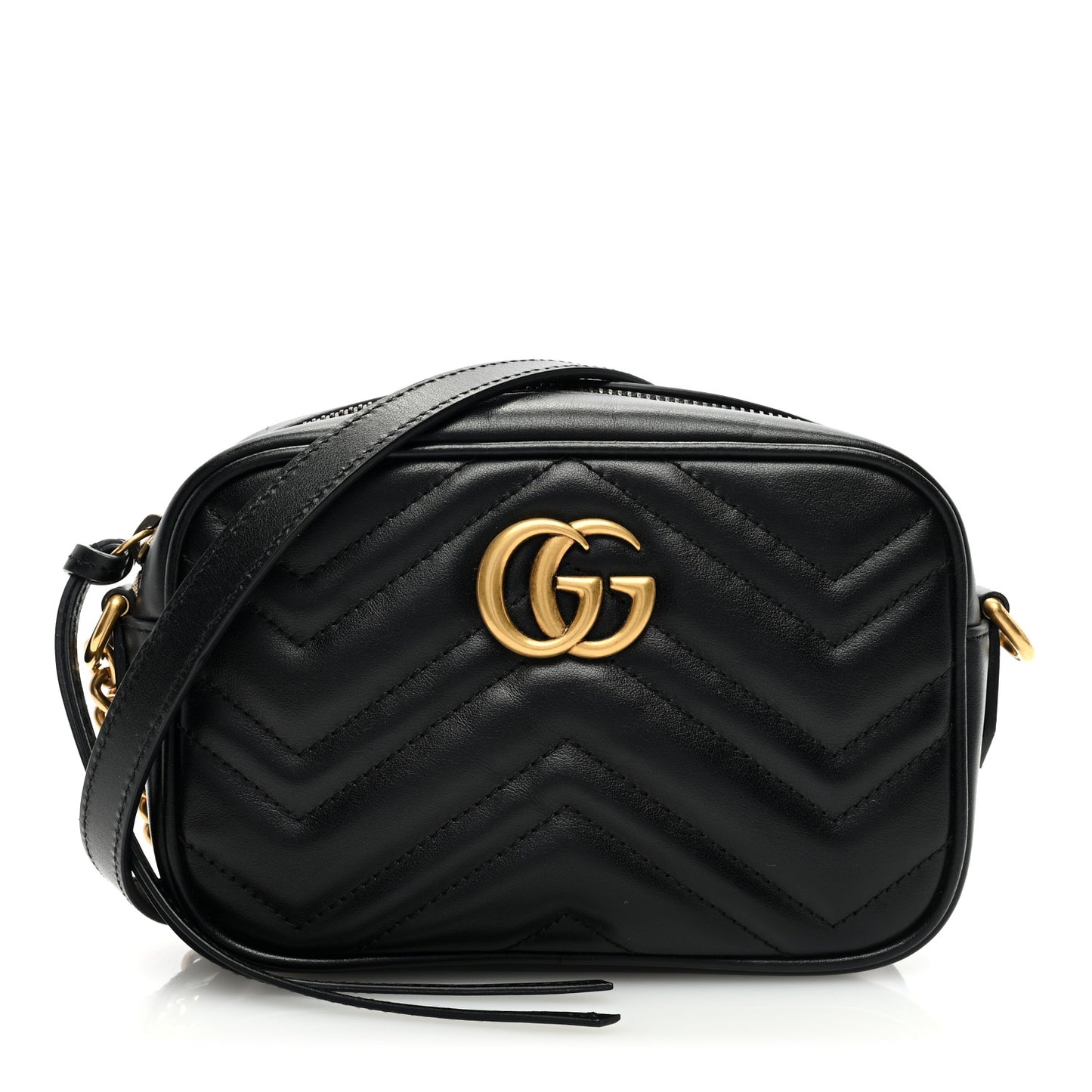 Calfskin Matelasse Mini GG Marmont Chain Shoulder Bag Black