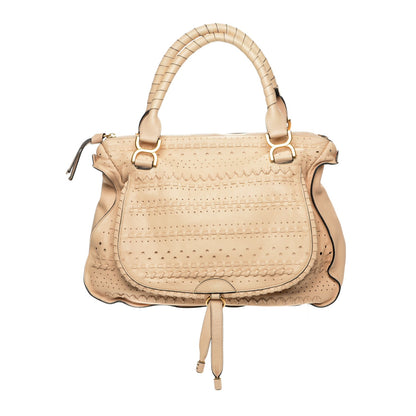 Chloe Lambskin Embroidered Large Marcie Satchel Beige 1 of 8