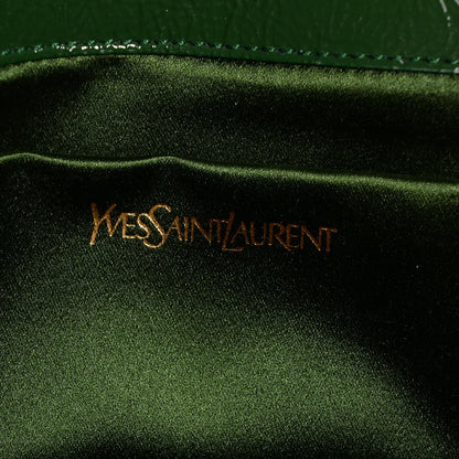 Saint Laurent Distressed Patent Small Belle De Jour Clutch Tartan Green 6 of 7