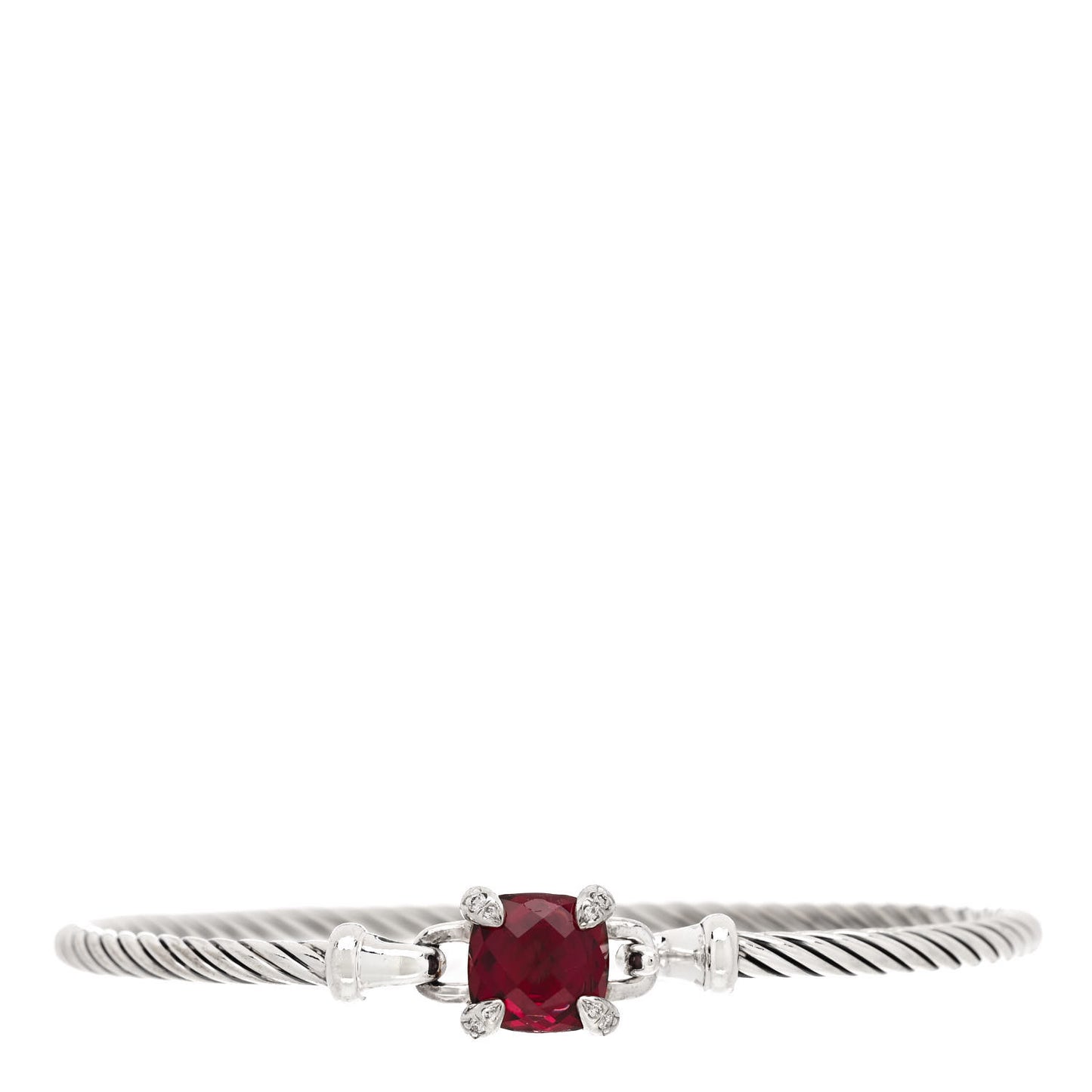 Sterling Silver Rhodolite Garnet Diamond 8mm Chatelaine Bracelet