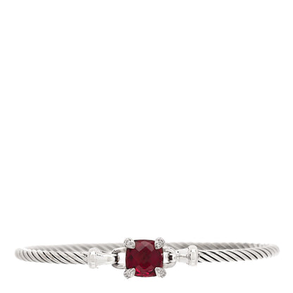 David Yurman Sterling Silver Rhodolite Garnet Diamond 8mm Chatelaine Bracelet 1 of 5