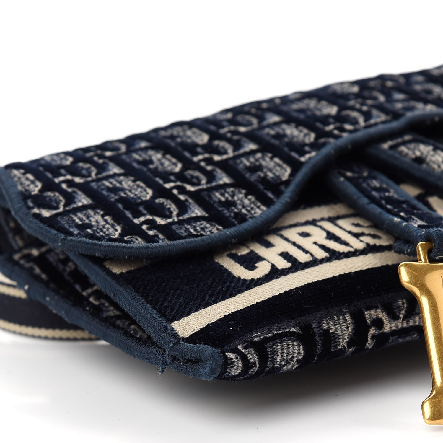 Christian Dior Oblique Slim Saddle Pouch Blue 5 of 10