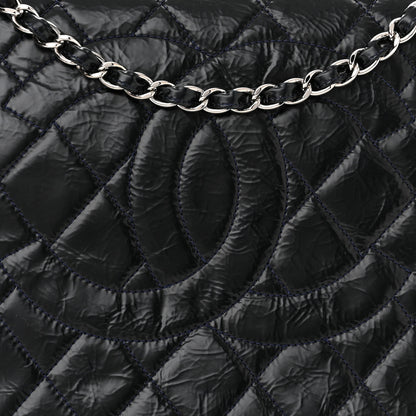 Chanel Glazed Calfskin Quilted CC XL Single Flap Navy 7 of 9