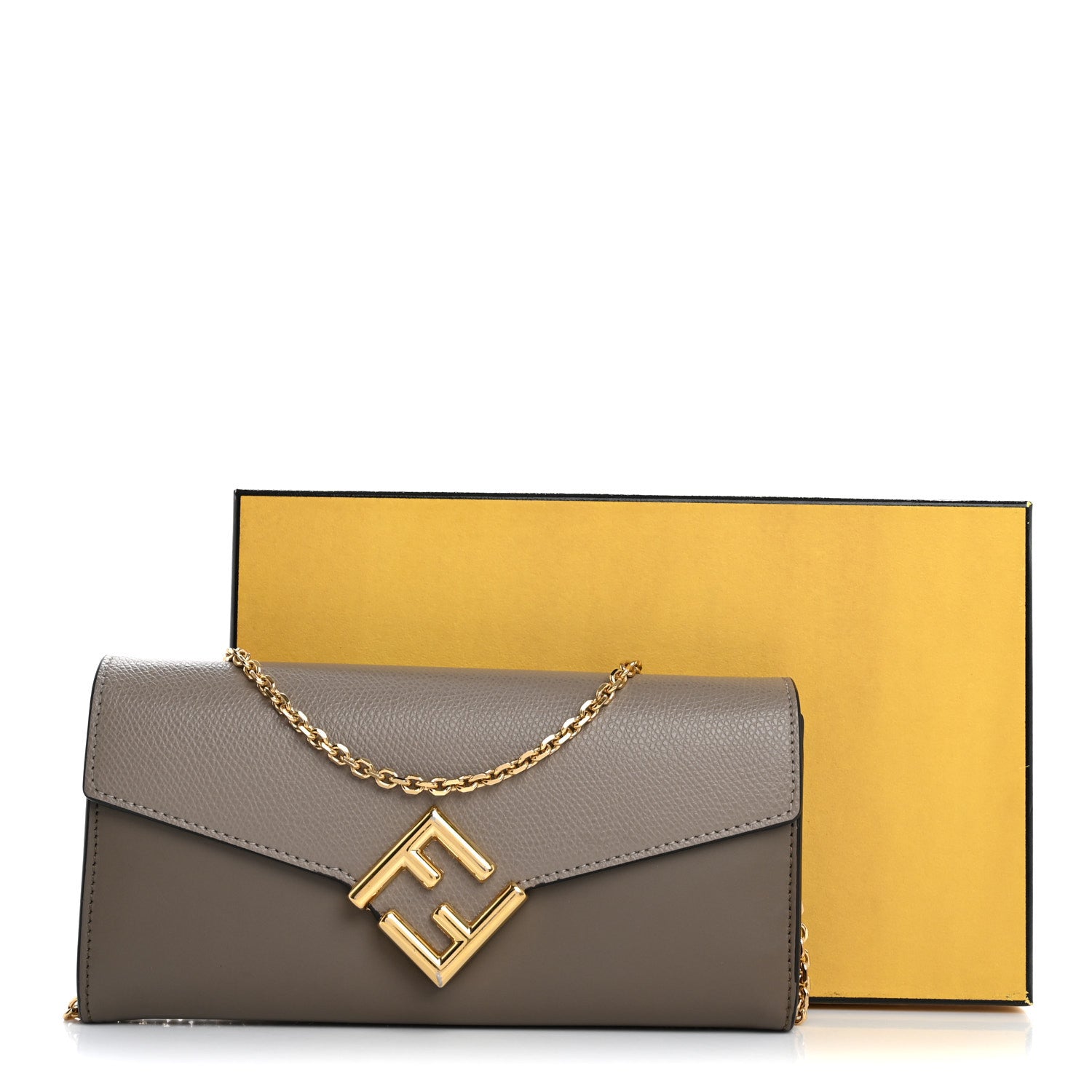 Fendi Vitello King Cruise FF Diamonds Continental Envelope Wallet On Chain Truffle Dove 16 of 16