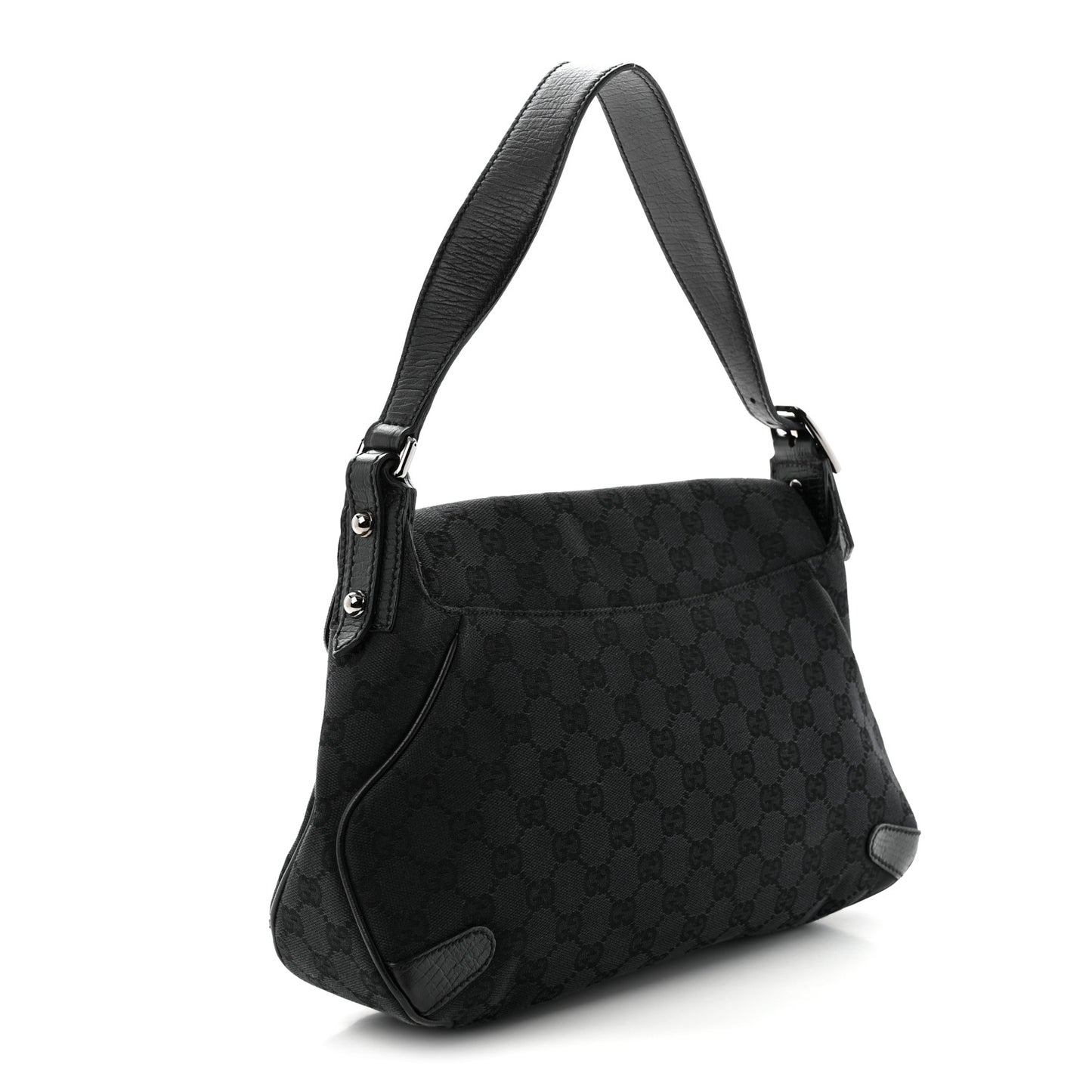 Monogram Horsebit Chain Flap Shoulder Bag Black