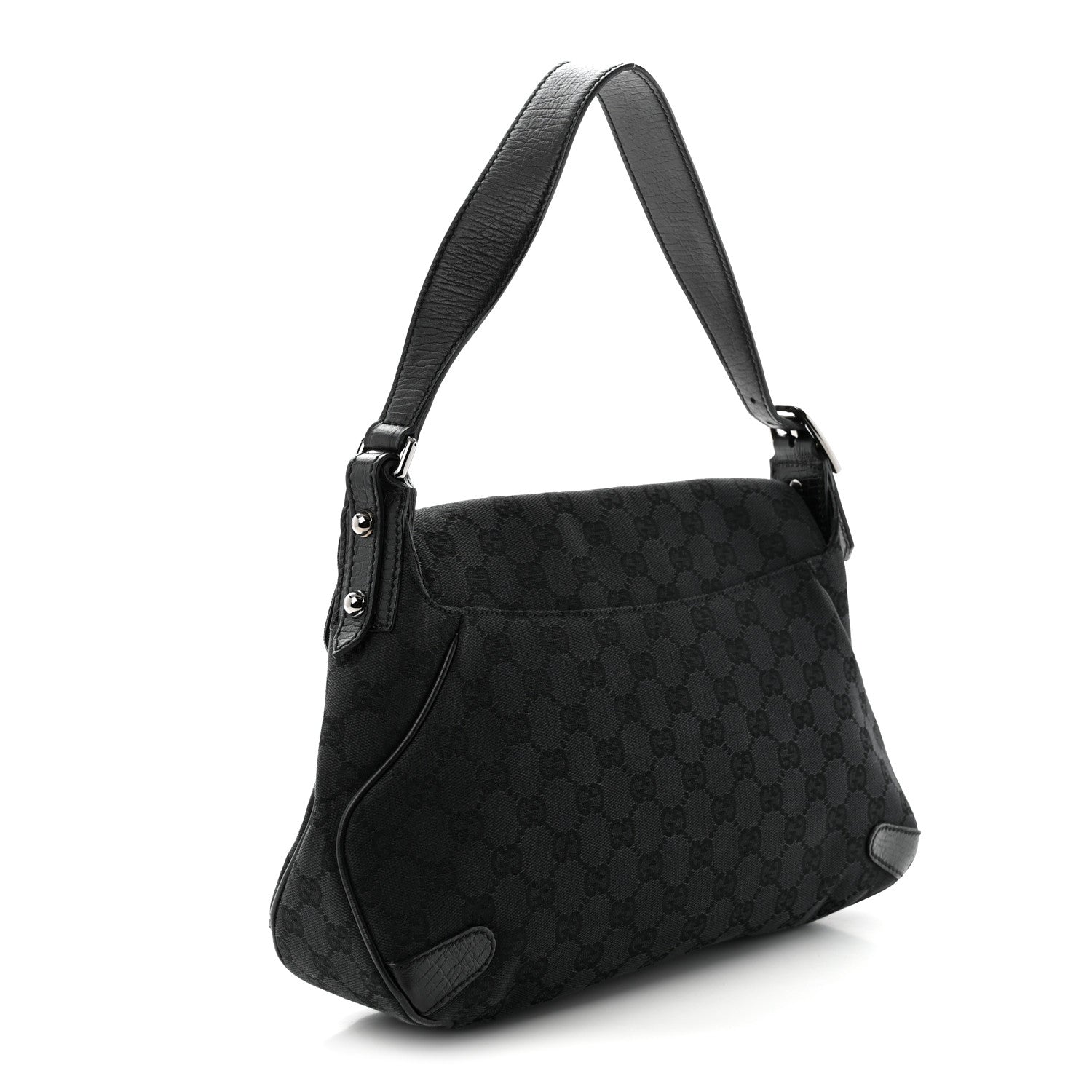 Gucci Monogram Horsebit Chain Flap Shoulder Bag Black 3 of 10