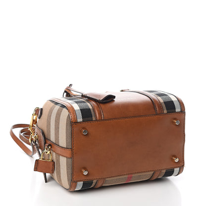 Burberry House Check Bridle Calfskin Small Alchester Bowling Bag Dark Tan 3 of 13