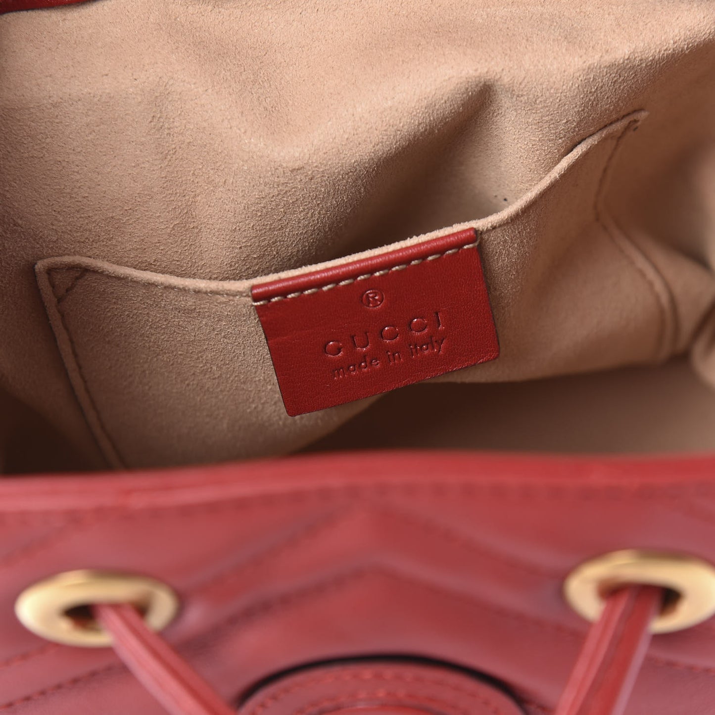 Calfskin Matelasse GG Marmont Flap Backpack Hibiscus Red