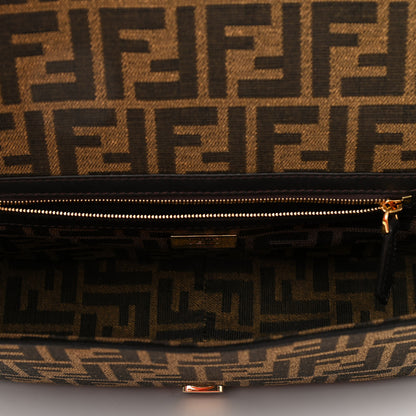 Fendi Fabric Jacquard FF 1974 Medium Baguette Tobacco Moro Black 5 of 9
