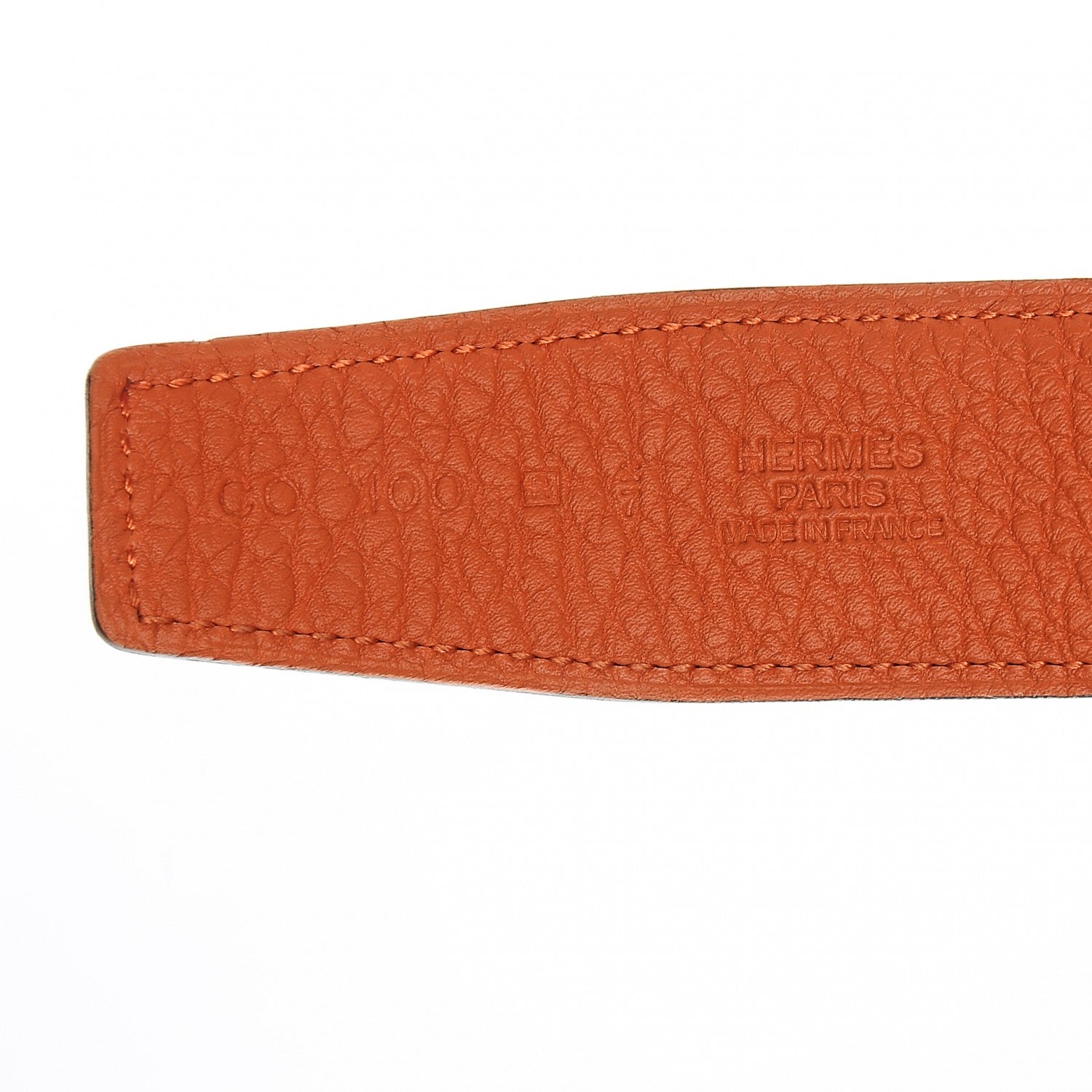 Hermes Box Togo 32mm H Belt 100 Black Orange 8 of 9