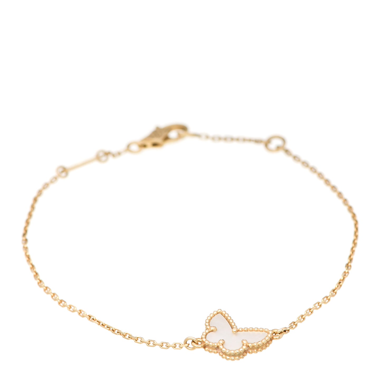 18K Yellow Gold Mother of Pearl Sweet Alhambra Butterfly Bracelet