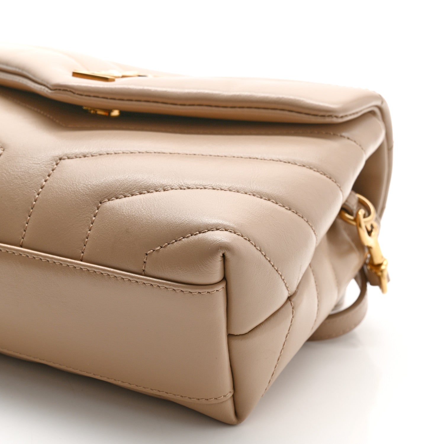Saint Laurent Calfskin Y Quilted Monogram Toy Loulou Crossbody Bag Latte 11 of 11