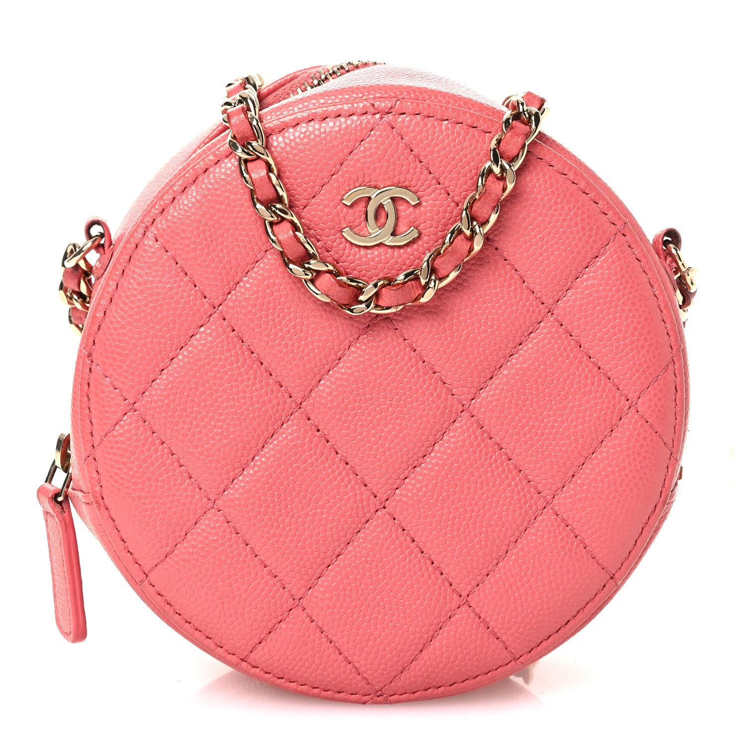 Chanel Caviar Quilted Round Clutch With Chain Pink 1 of 14
