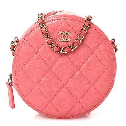 Chanel Caviar Quilted Round Clutch With Chain Pink 1 of 14