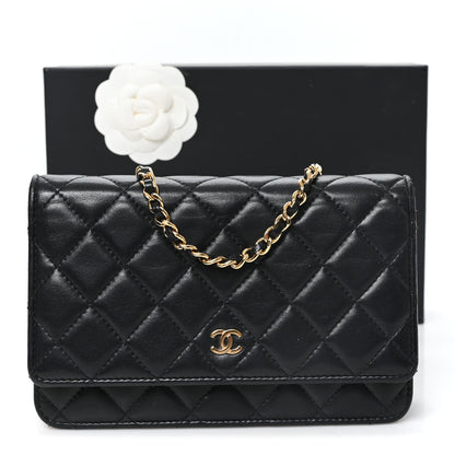 Chanel Lambskin Quilted Wallet On Chain WOC Black Black 12 of 12