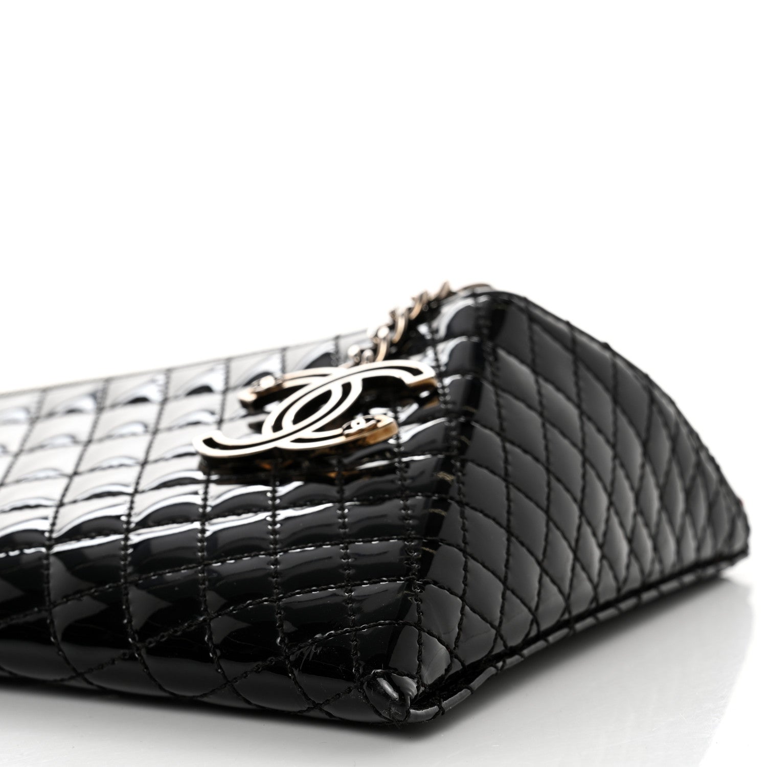 Chanel Patent Geometric Quilted Large Kaleidoscope Clutch Black 8 of 9