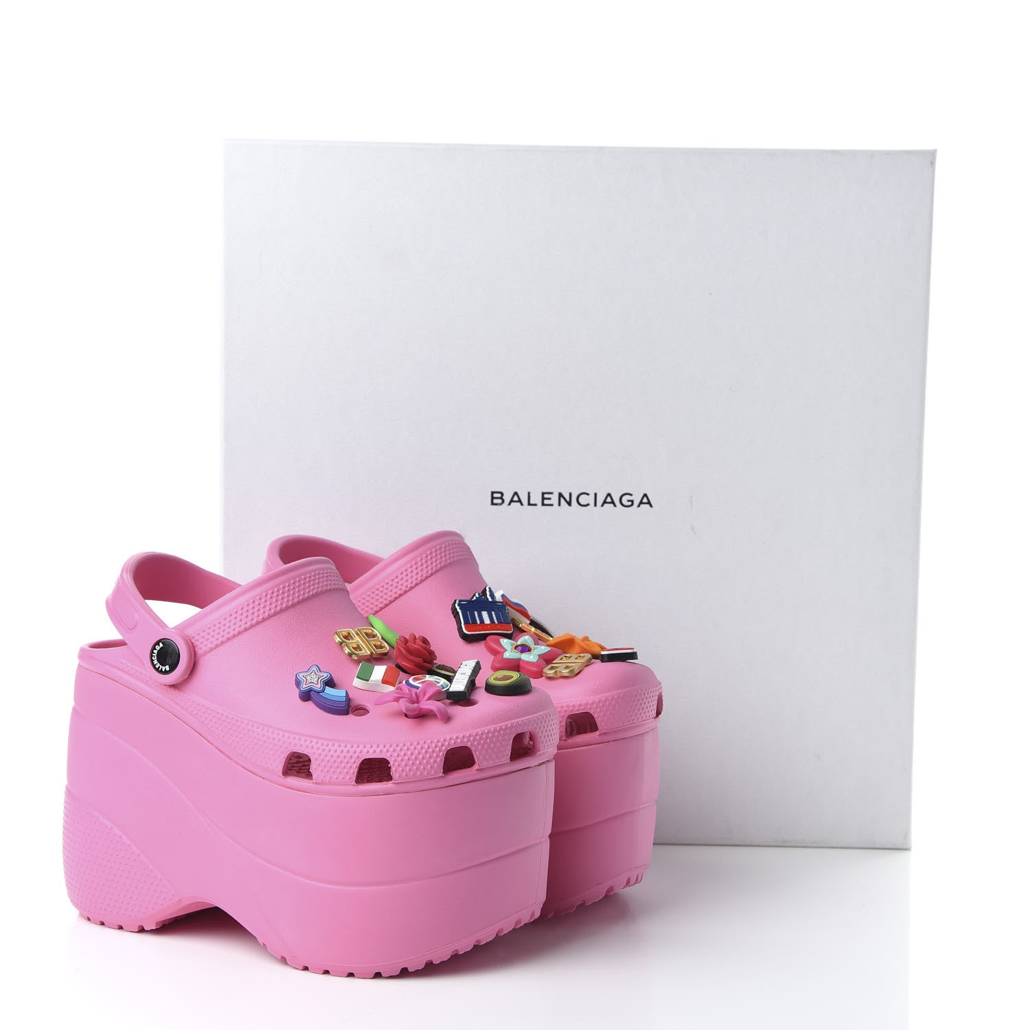 Balenciaga X CROCS Rubber Textured Womens Platform Sandals 36 Rose Bonbon 8 of 8