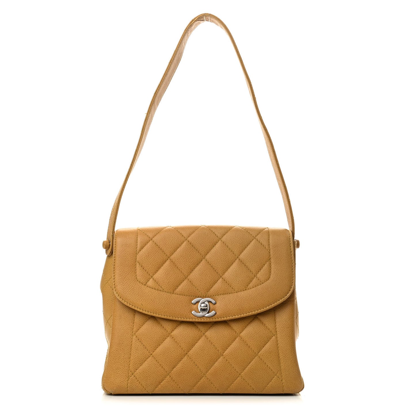 Caviar Quilted Small Single Flap Yellow