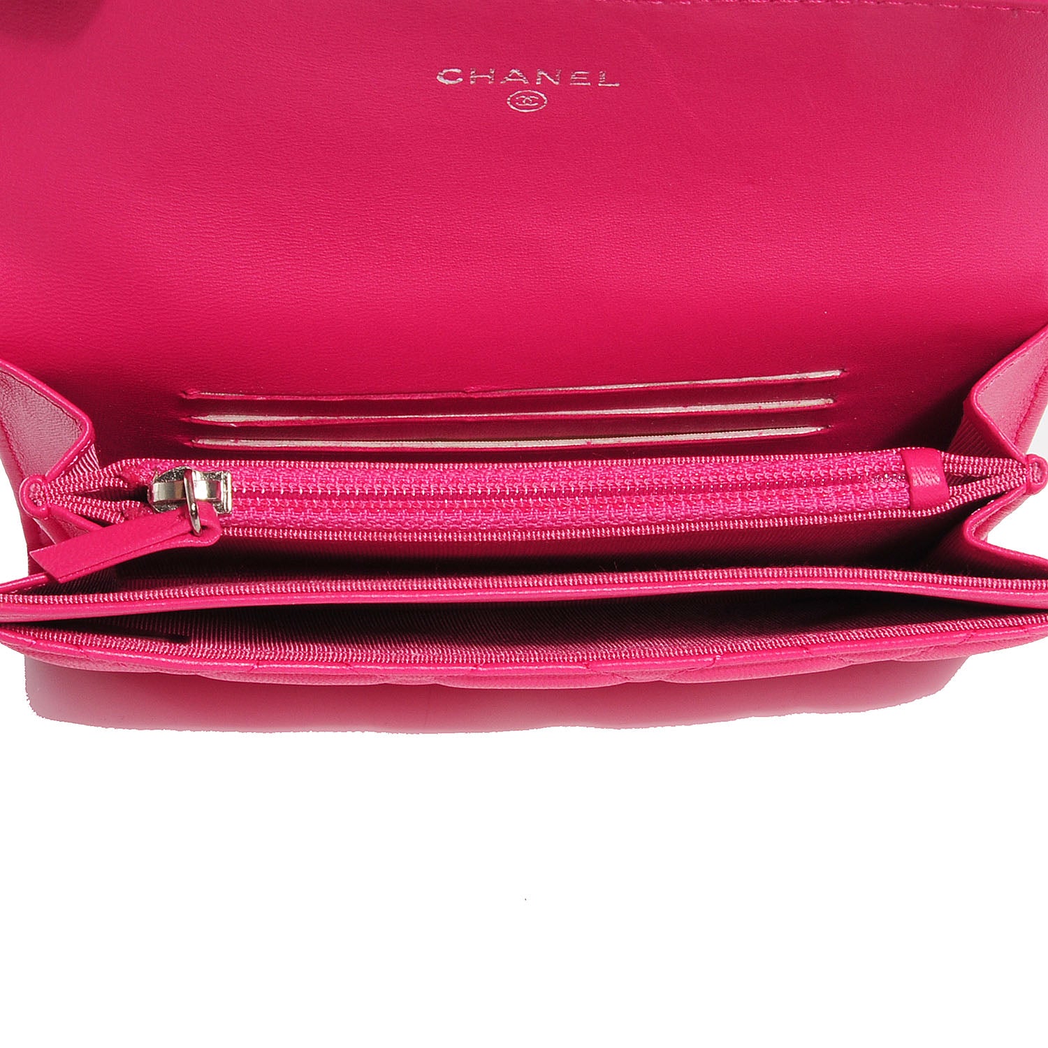 Chanel Lambskin Quilted Small Flap Wallet Dark Pink 2 of 10