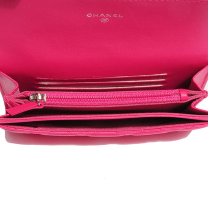 Chanel Lambskin Quilted Small Flap Wallet Dark Pink 2 of 10