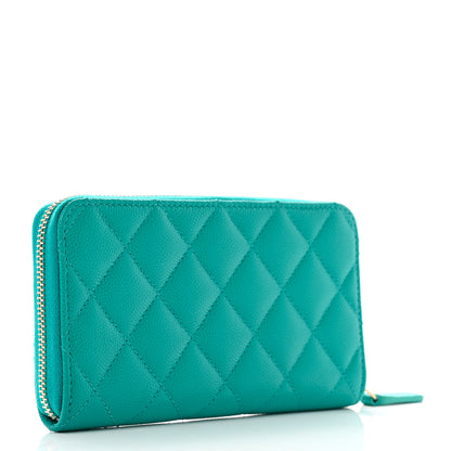 Chanel Caviar Quilted Small Zip Around Wallet Turquoise 2 of 8