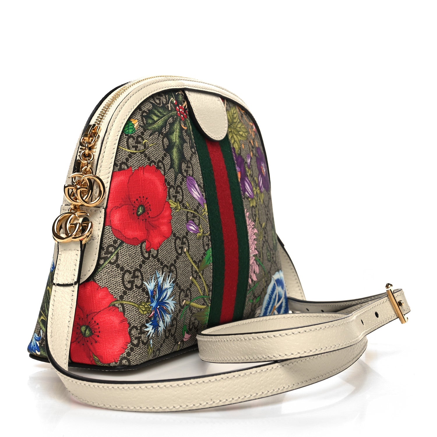 Gucci GG Supreme Monogram Flora Web GG Small Ophidia Dome Shoulder Bag White 3 of 10
