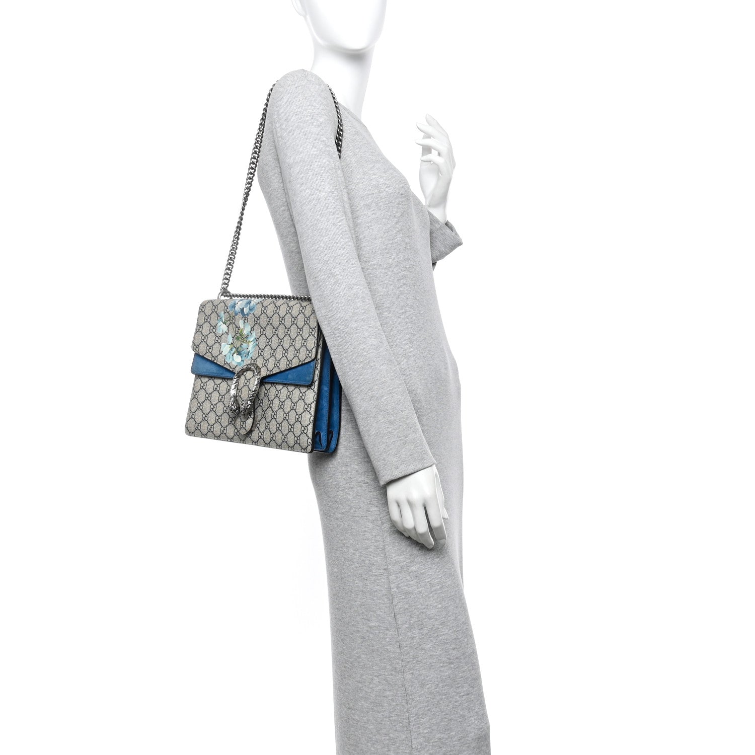 Gucci GG Supreme Monogram Blooms Medium Dionysus Shoulder Bag Beige Navy Vintage Blue 2 of 18