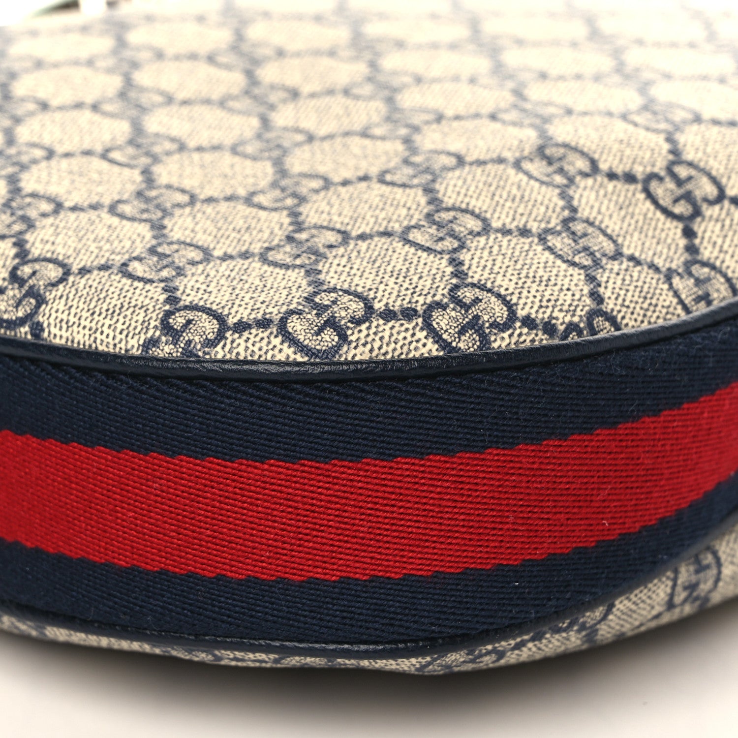 Gucci GG Supreme Monogram Textured Calfskin Web Large Attache Shoulder Bag Beige Blue 8 of 9