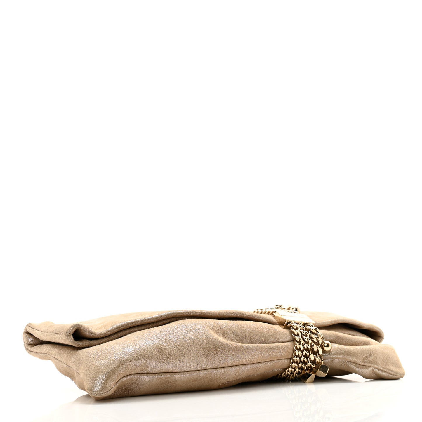 Shimmer Suede Chandra Clutch Sand
