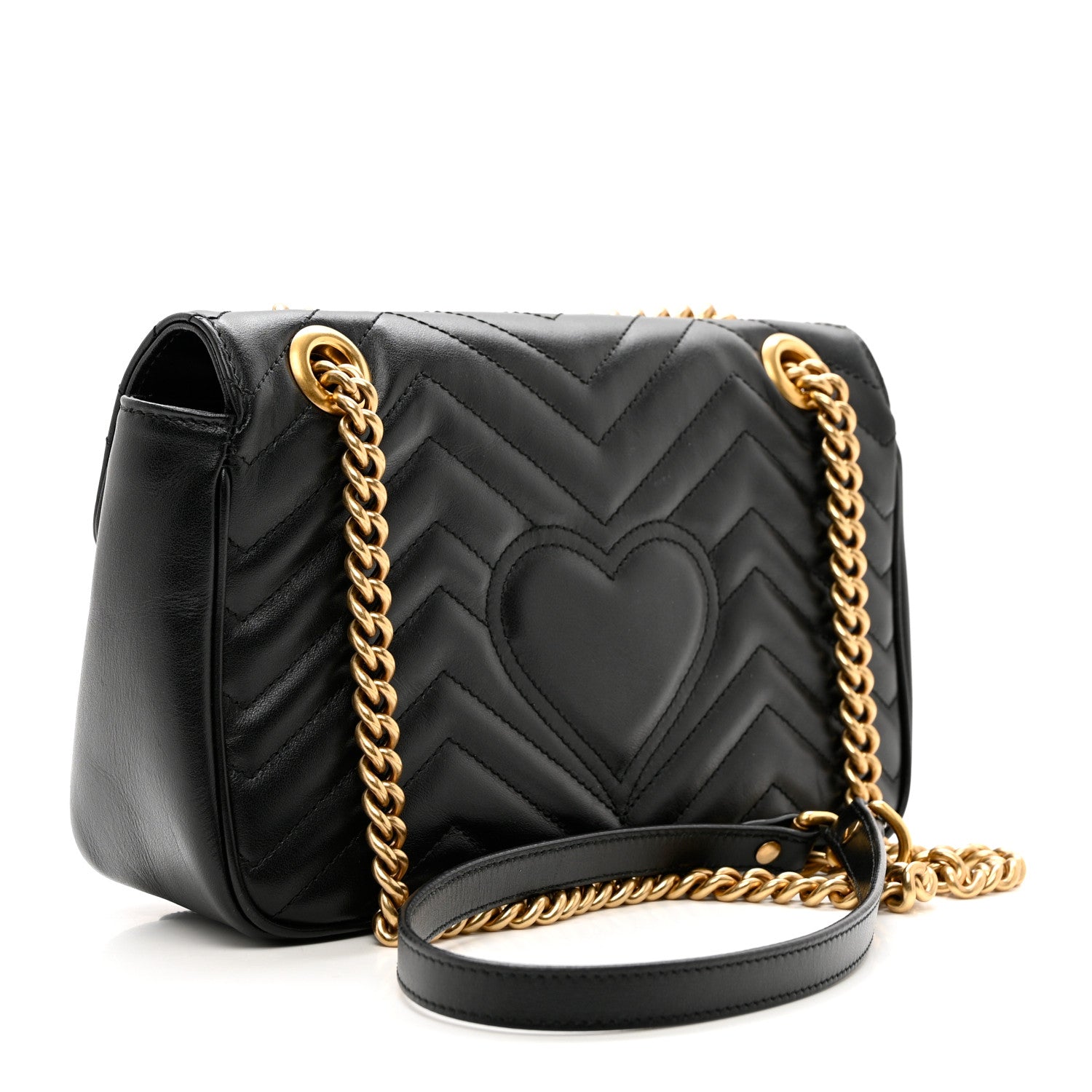 Gucci Calfskin Matelasse Small GG Marmont Shoulder Bag Black 3 of 7