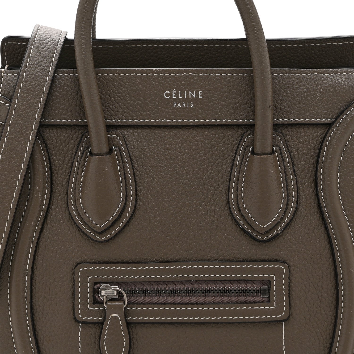 Celine Drummed Calfskin Nano Luggage Souris 8 of 10