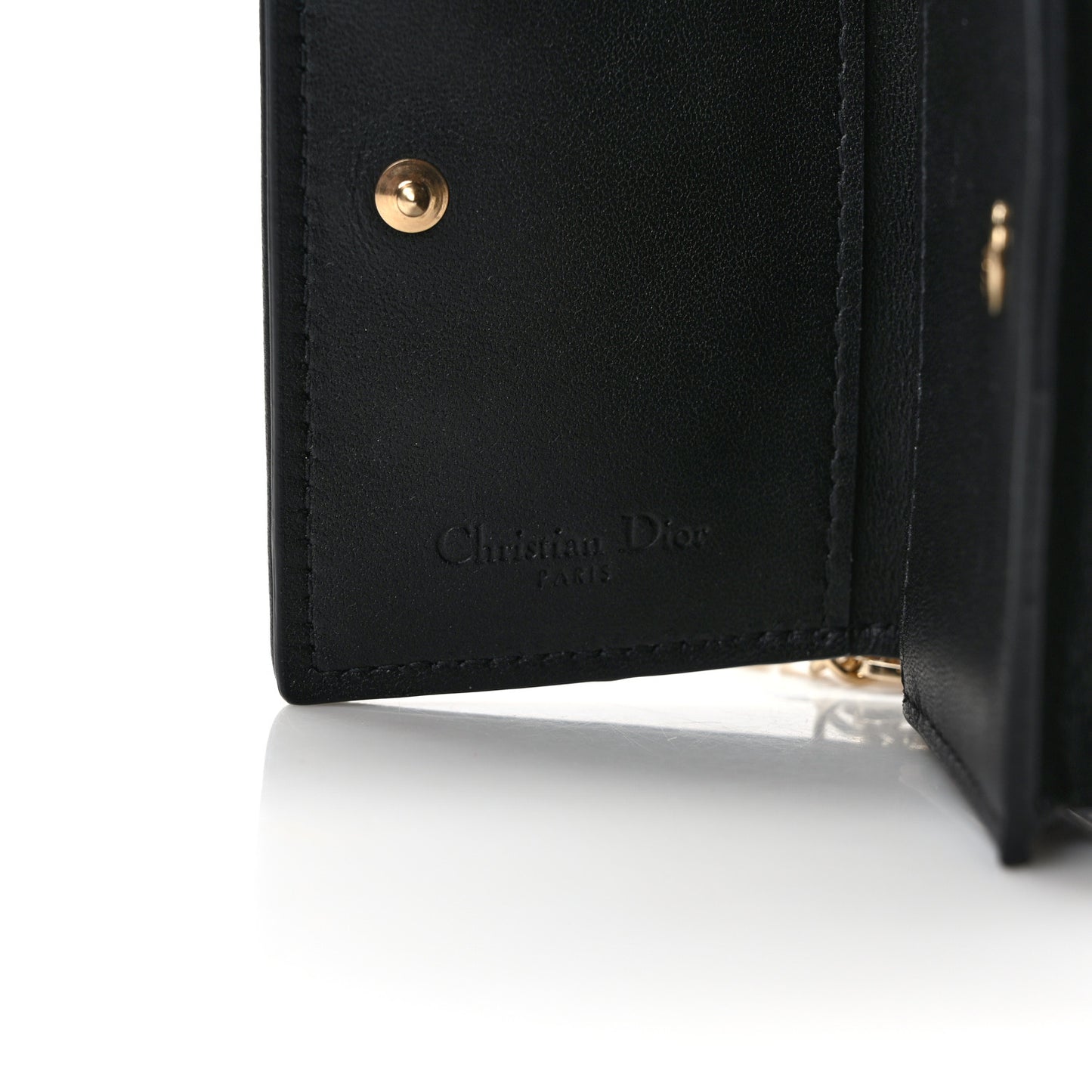 Lambskin Cannage Small Lady Dior Flap Card Holder Black