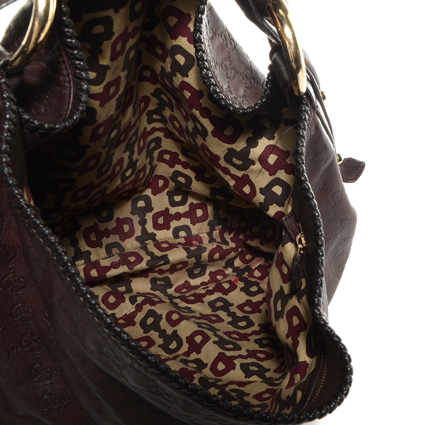 Guccissima Large Horsebit Chain Hobo Chocolate Brown