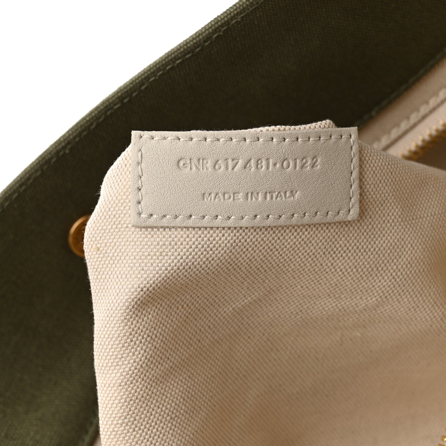 Saint Laurent Linen Calfskin Small Rive Gauche Tote Military Green Blanc Vintage 7 of 10